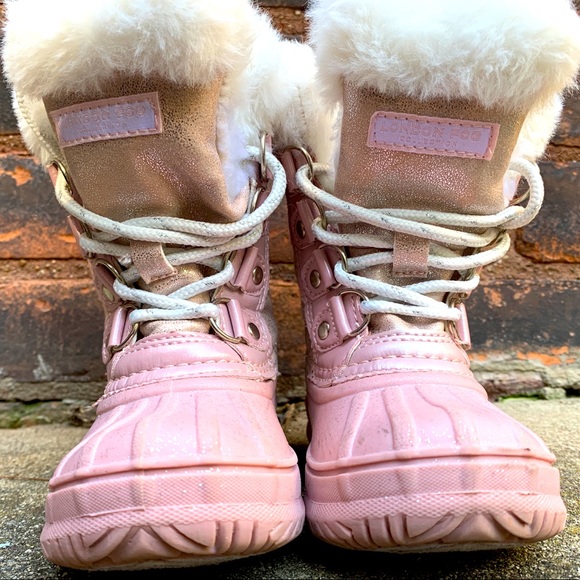 London Fog Pink & White snow boots size Toddler 8 - Picture 1 of 7